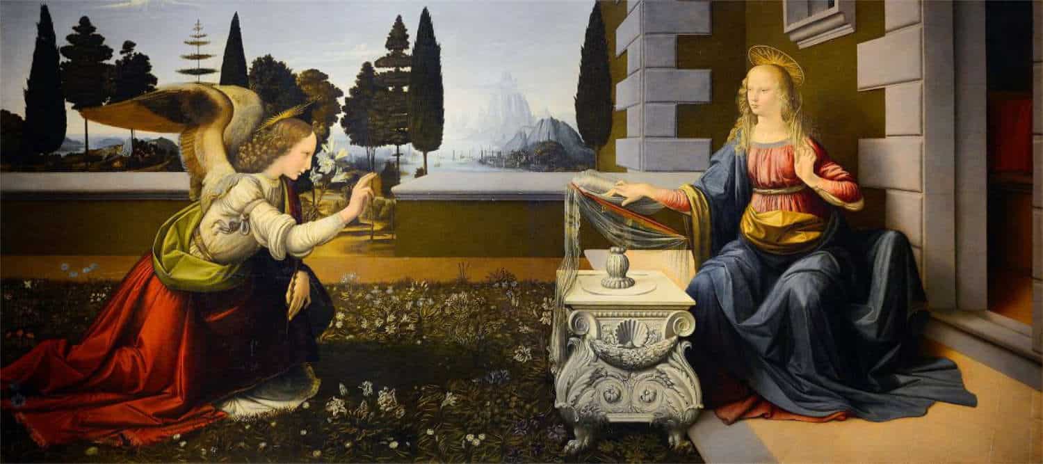 "Annunciation," attributed to Leonardo d Vinci