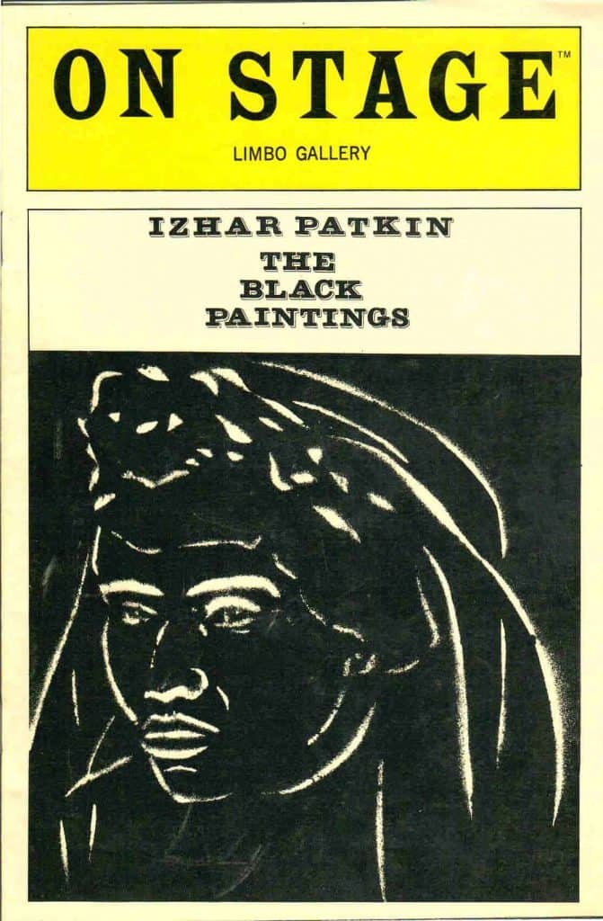 playbill for "Black Paintings" by Izhar Patkin at Limbo Gallery