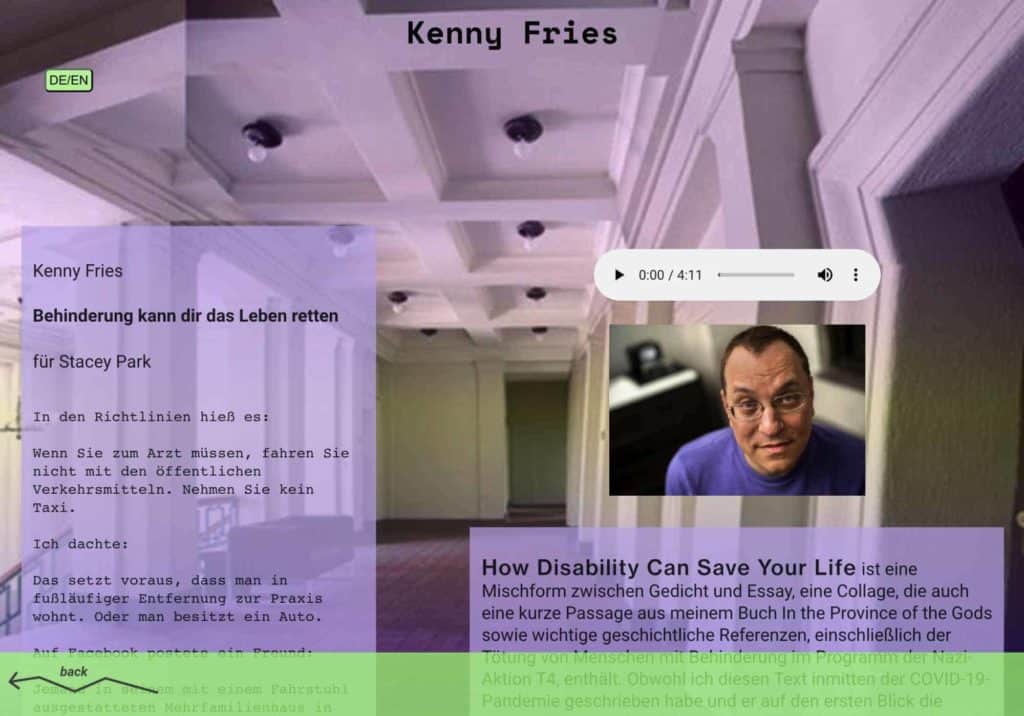 Kennny Fries reads "How Disability Can Save Your Life"