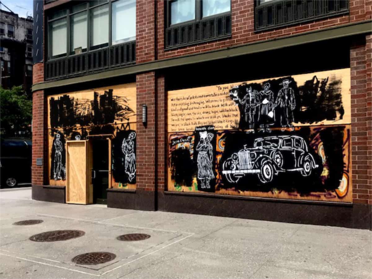 2 panels of the street murals of The Black Paintings