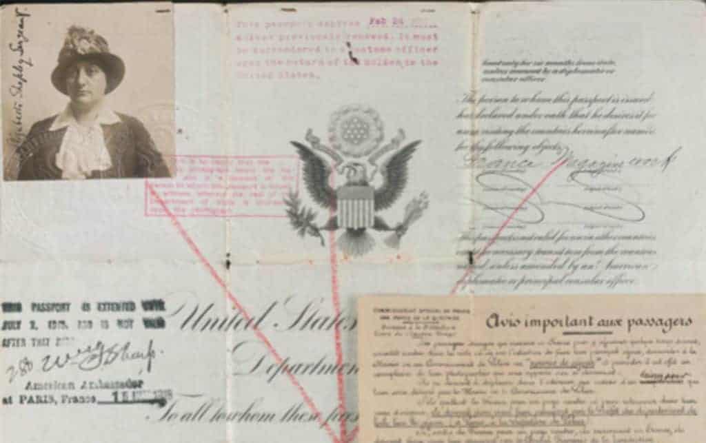Elizabeth Shepley Sergeant Passport and documents
